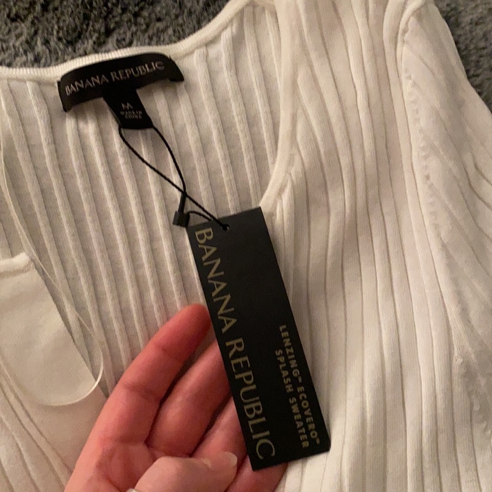 New Banana Republic White Ribbed Midi Dress - Picture 3 of 3